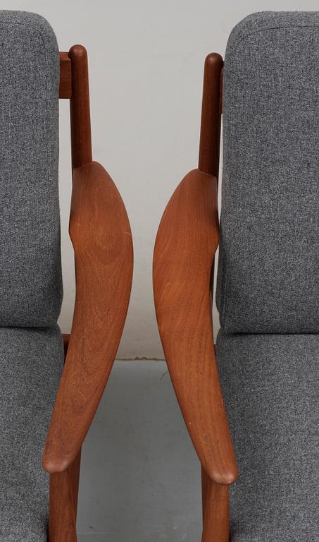 A Grete Jalk sofa and easy chair by France & Son, Denmark.