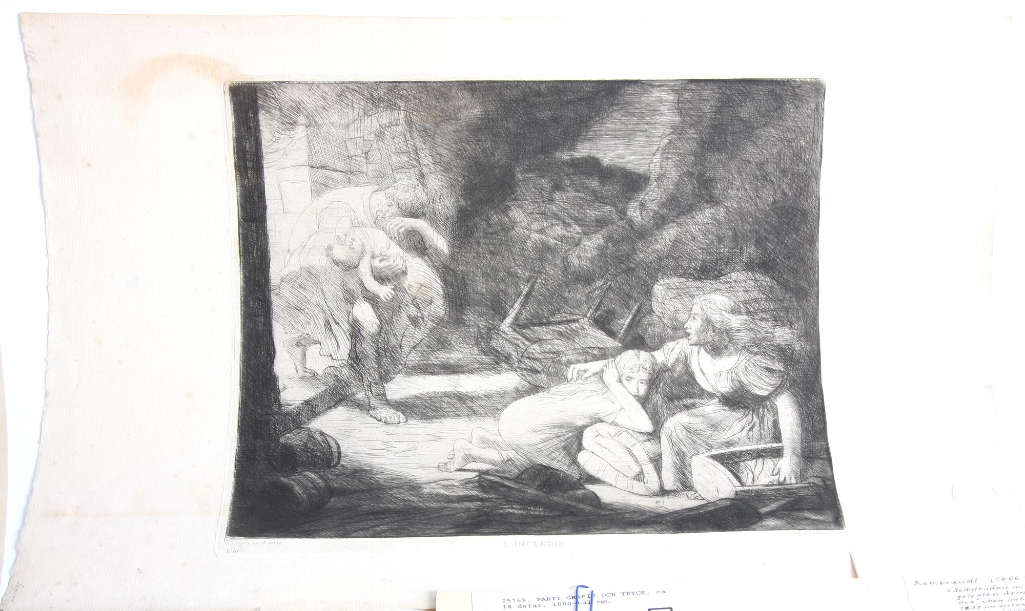 PARTI GRAFIK OCH TRYCK, ca 14 delar, 1800-tal mm.