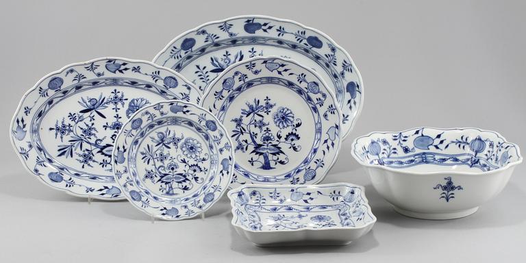 SERVISDELAR, 6 st, porslin, delvis Meissen, 1900-tal.