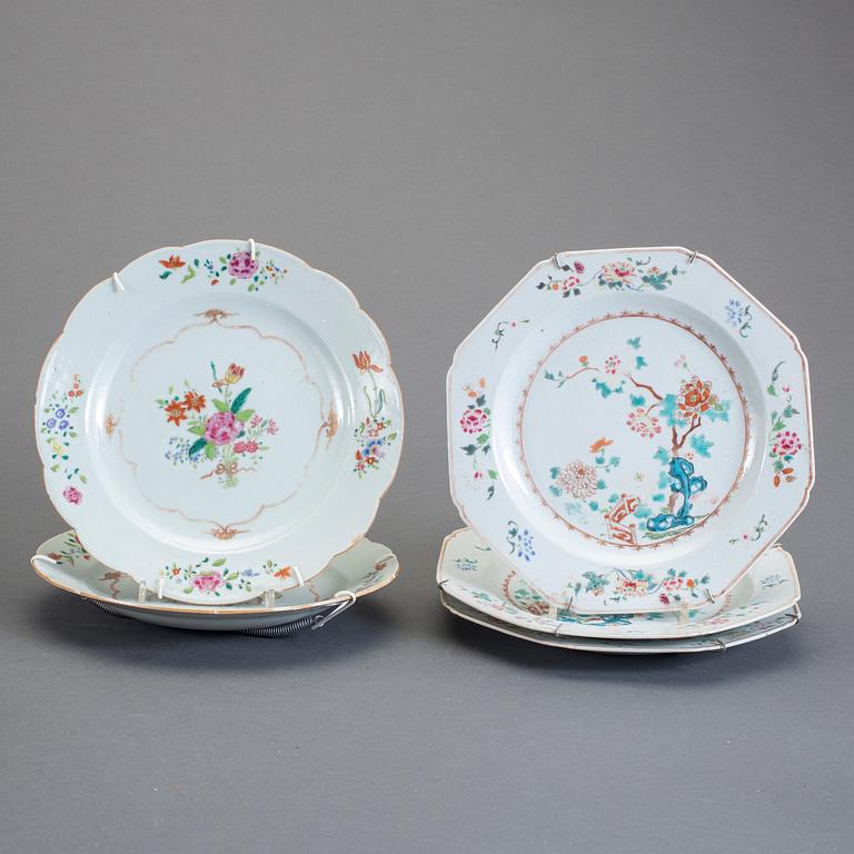 TALLRIKAR, 9 st, kompaniporslin, Kina, Qianlong (1736-95).