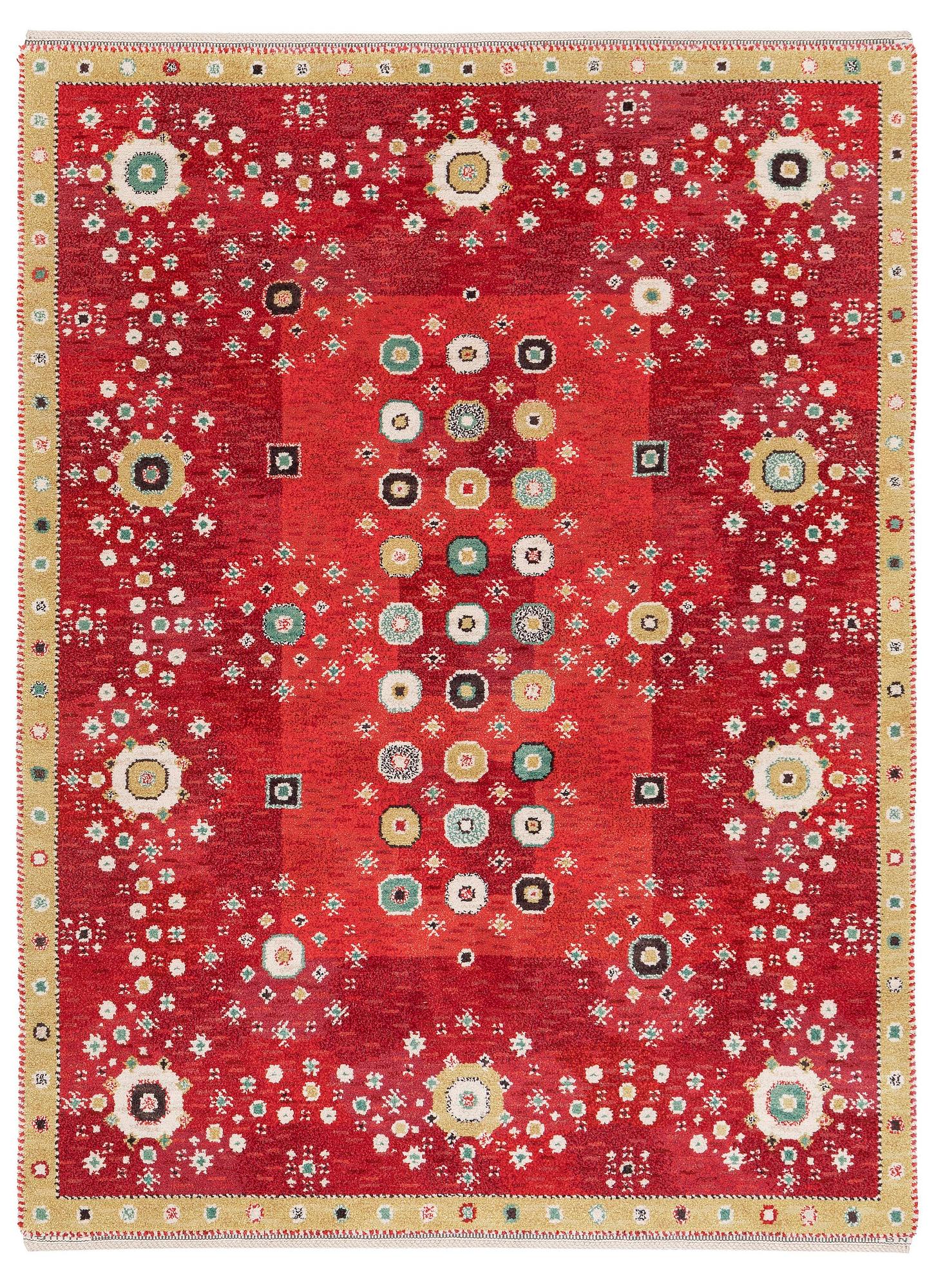 Barbro Nilsson, a 'Rabatten röd' carpet, knotted pile, 266 x 195 cm, signed AB MMF BN.
