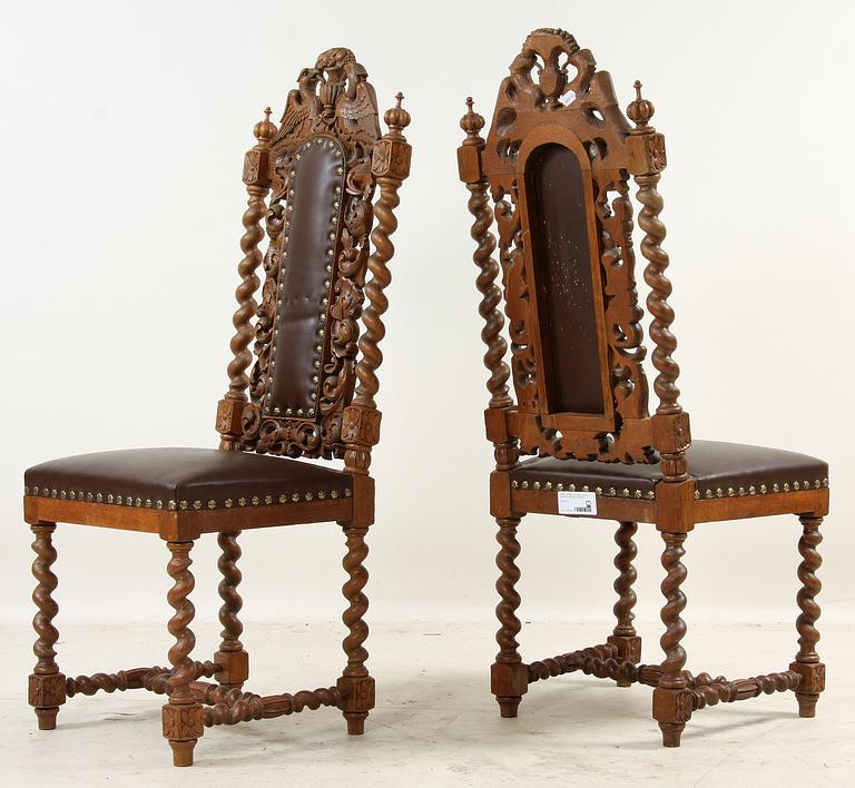STOLAR, 6 st, barockstil, omkring sekelskiftet 1800/1900, brickmärkta.
