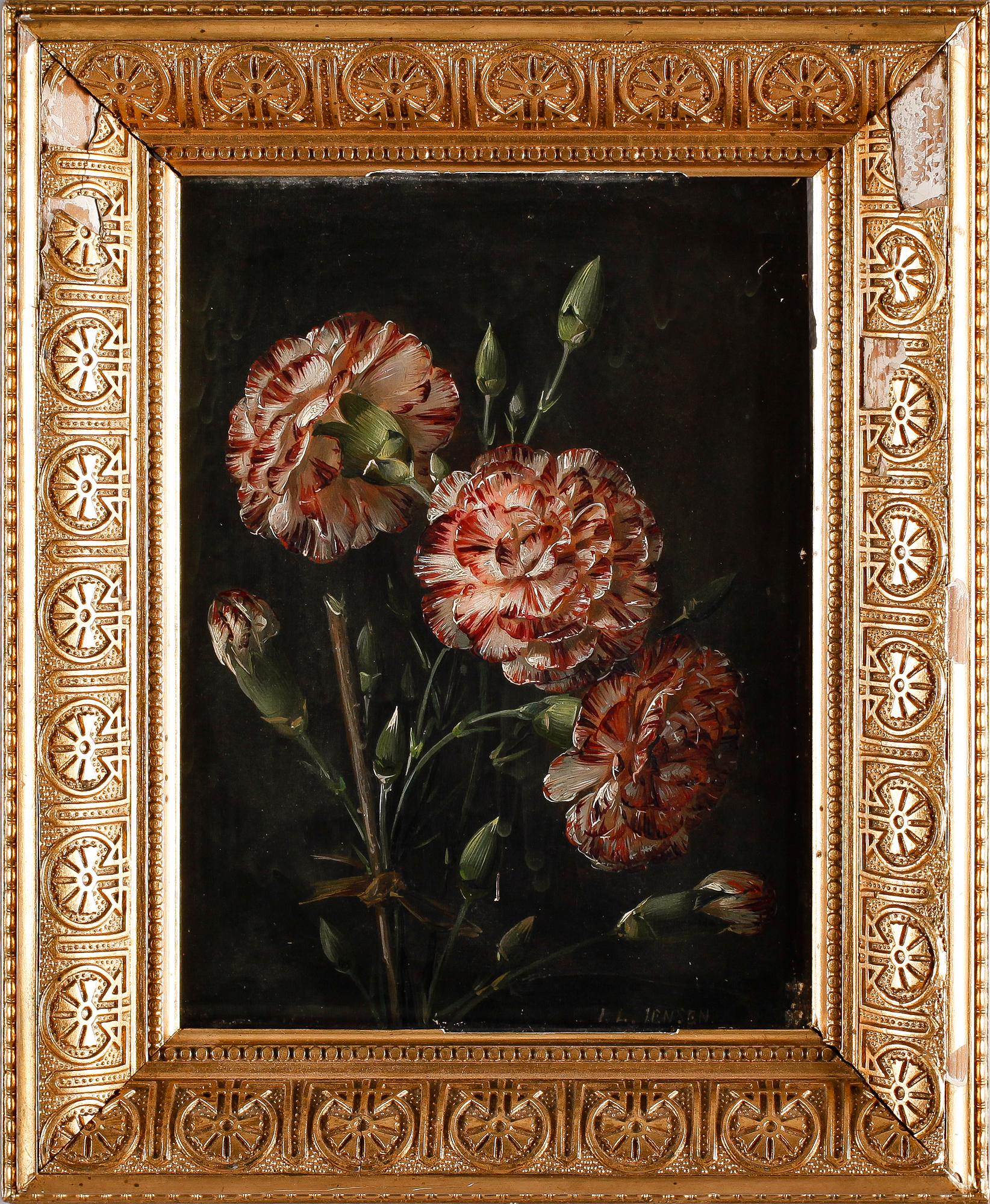 Johan Laurentz Jensen, Stilleben med rödvita nejlikor.