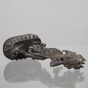 SKULPTUR, patinerad mässing, Tibet 1900-talets senare hälft.