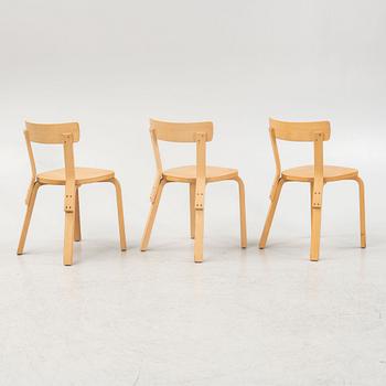Alvar Aalto, stolar, 3 st, modell 69, Artek, Finland.