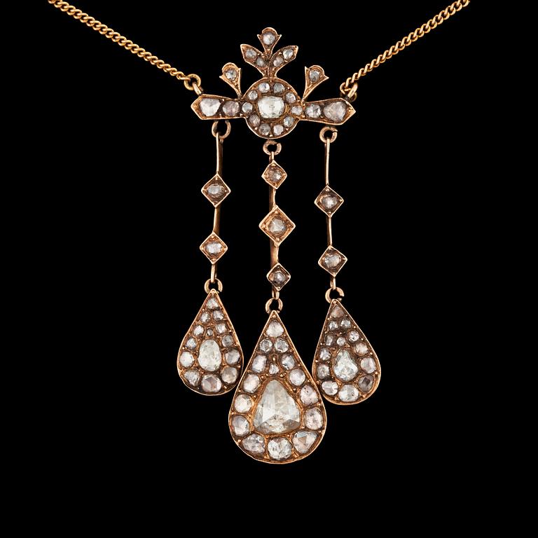 A rose cut diamond pendant.