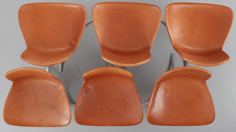 Poul Kjaerholm, a set of six 'PK-9' chairs, Fritz Hansen, Denmark, 2006.