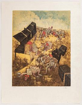 ROBERTO MATTA, 10 pieces of aquatint etchings named "Home' Mére", signed and numbered 78/100.