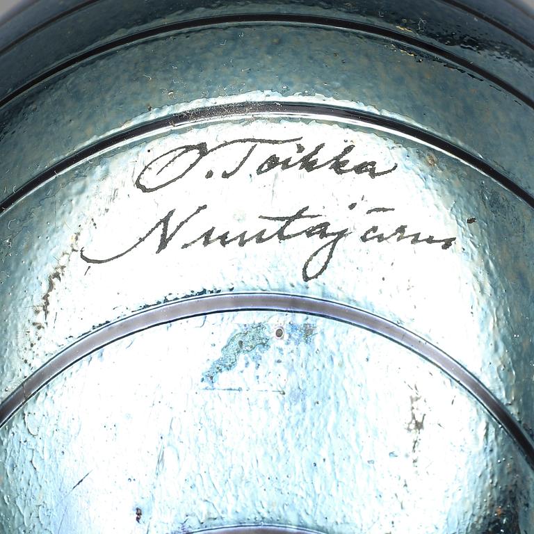 OIVA TOIKKA, glasfågel, Blue Pheasant signerad O. Toikka Nuutajärvi.