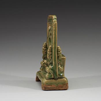 A celadon table screen shaped brush stand, Ming dynasty (1368-1644).