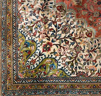 A carpet, Old oriental silk, ca 350 x 275 cm.