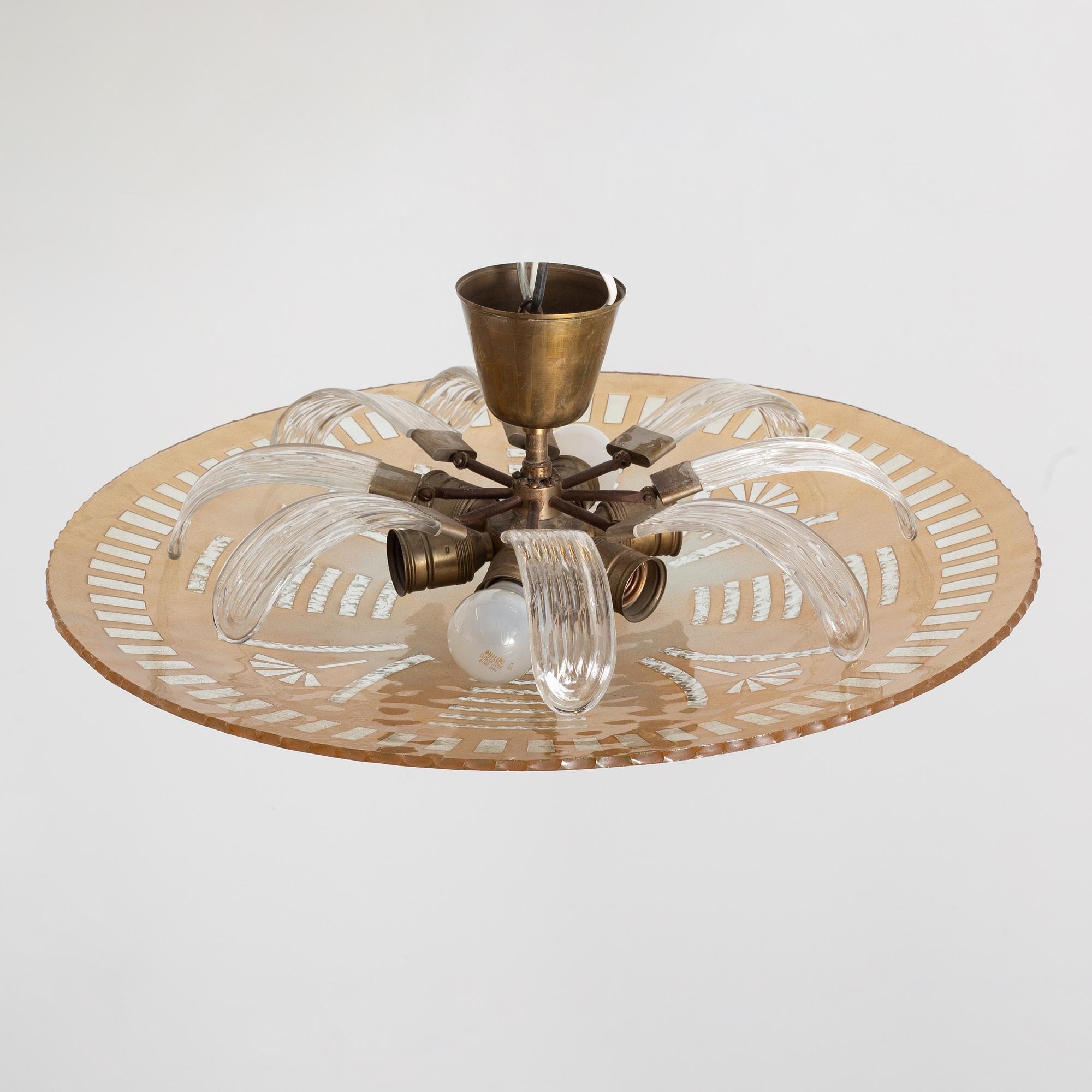 Haga Glasindustri, taklampa, Eriksmåla, 1940-tal.