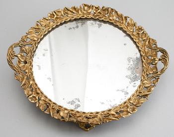 BORDSPLATEAU, förgylld mässing, 1800-tal.