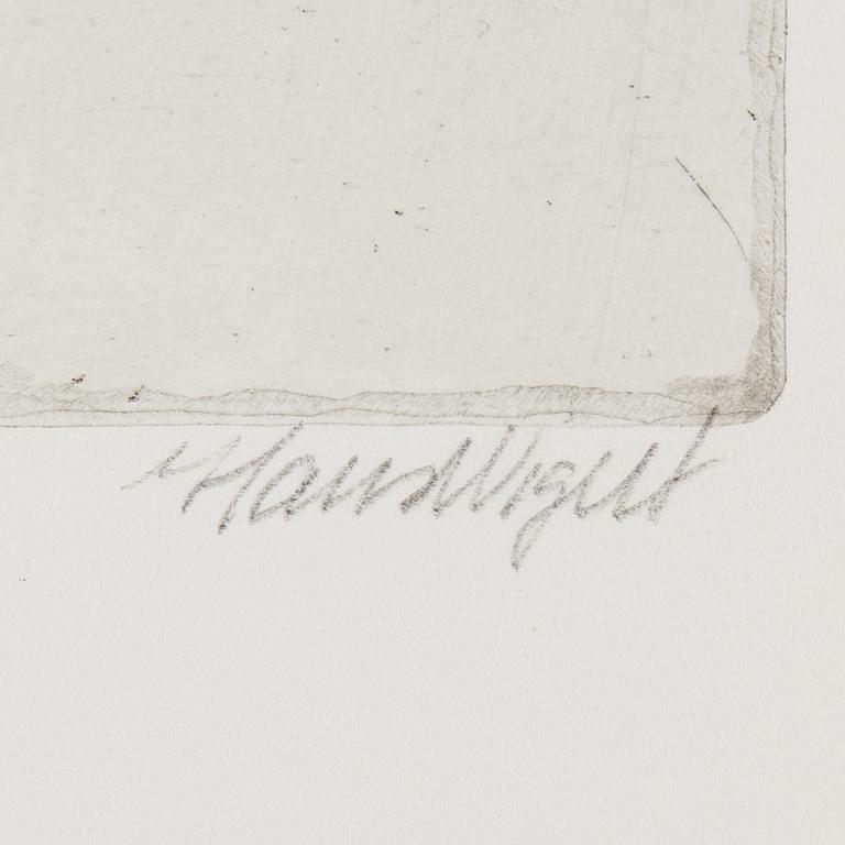 ETCHINGS, 4 pieces, one of wich Hans Wigert.