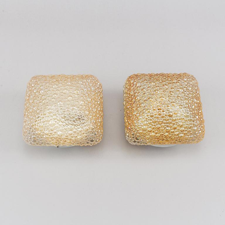 A pair of glass ceiling lights, Glashütte Limburg, Germany, second half of the 20th Century.