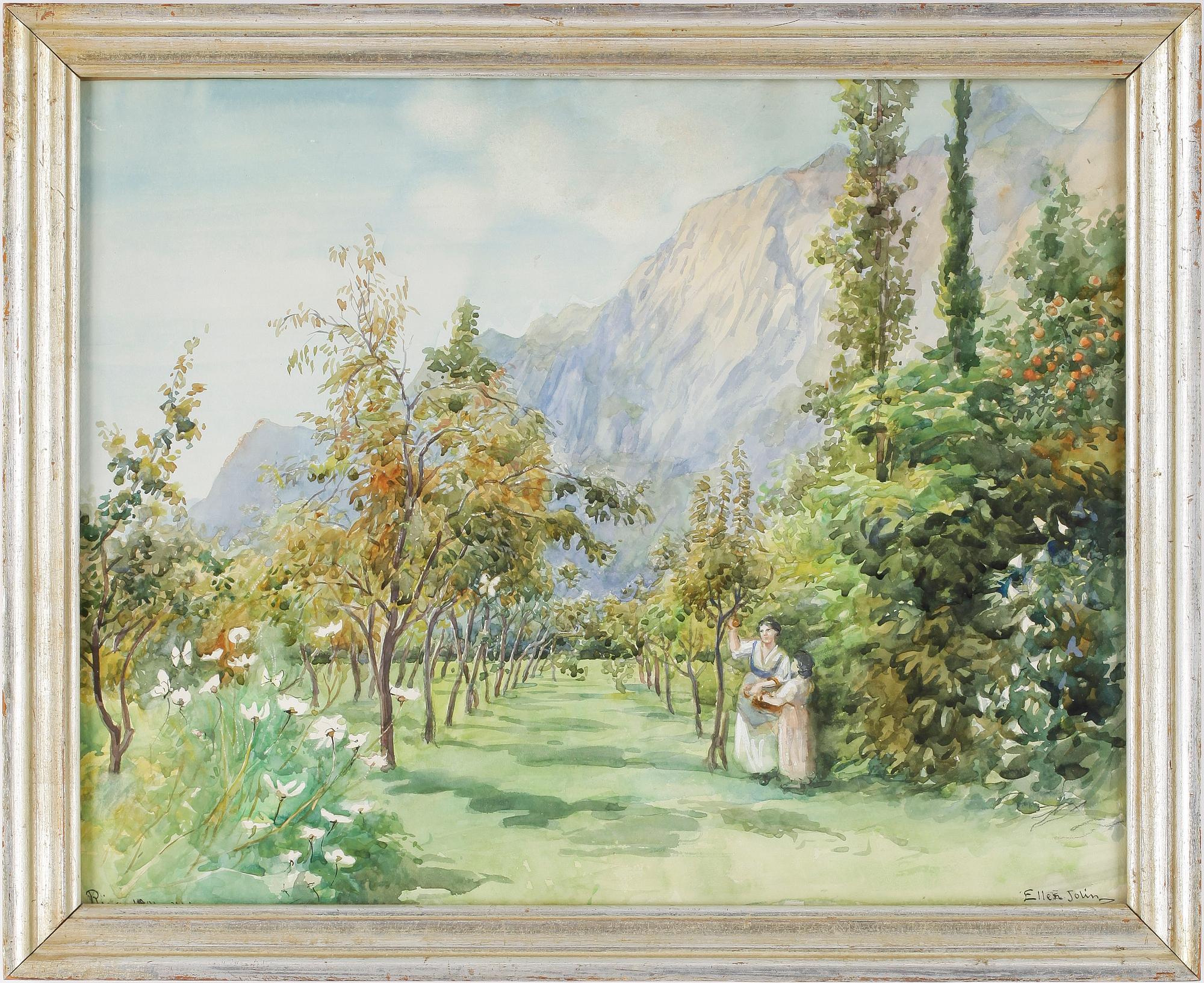 ELLEN JOLIN, akvarell, signerad och daterad.