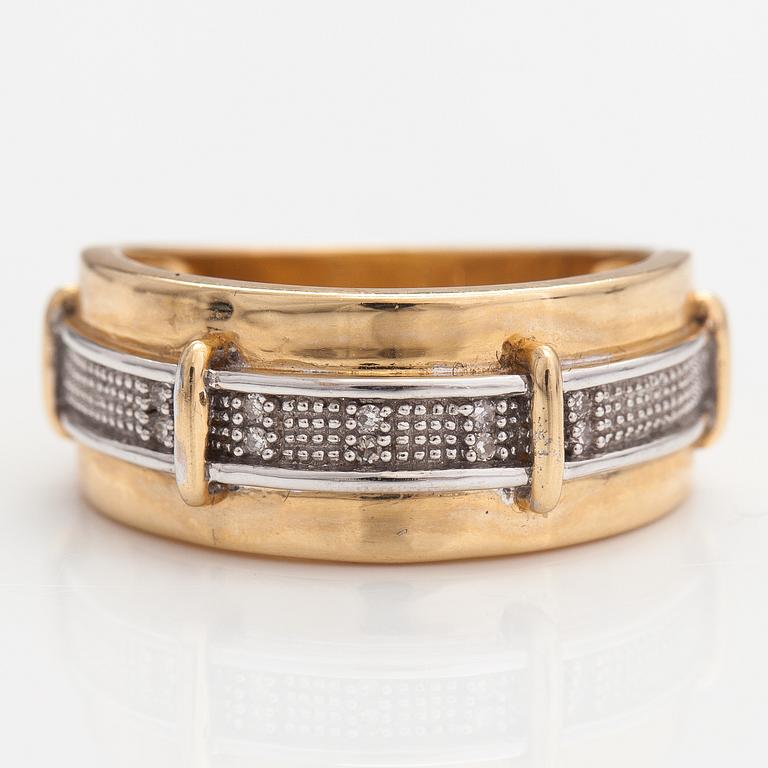 Ring, 14K guld, diamanter ca. 0.05 ct tot.