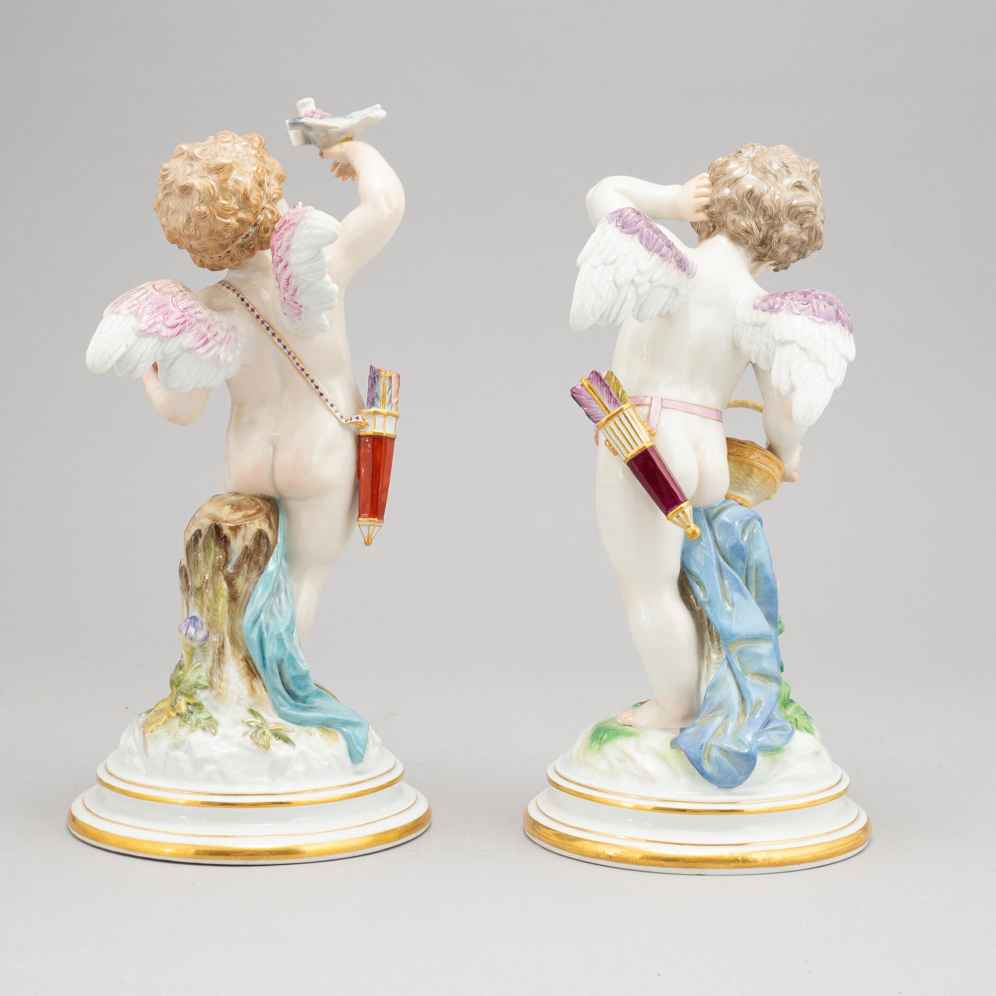 A pair of large Meissen figurines, circa 1890.