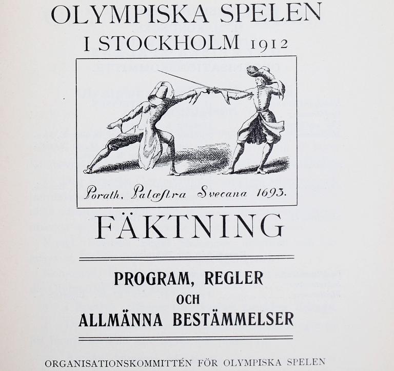 PROGRAM, 14 st, V olympiaden, olympiska spelen i Stockholm 1912.