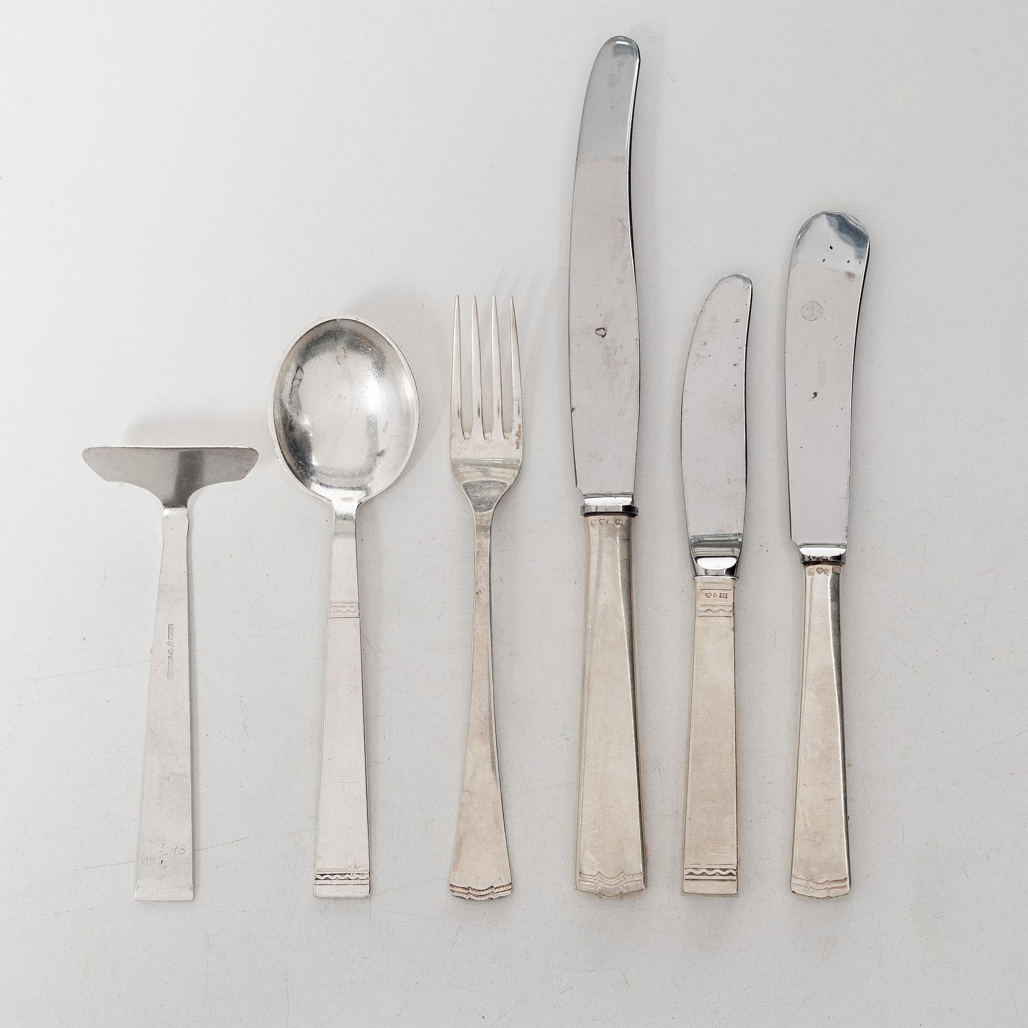 Jacob Ängman, A Swedish silver cutlery set, "Rosenholm", GAB, Stockholm and Eskilstuna 1958-1993 (60 pieces).