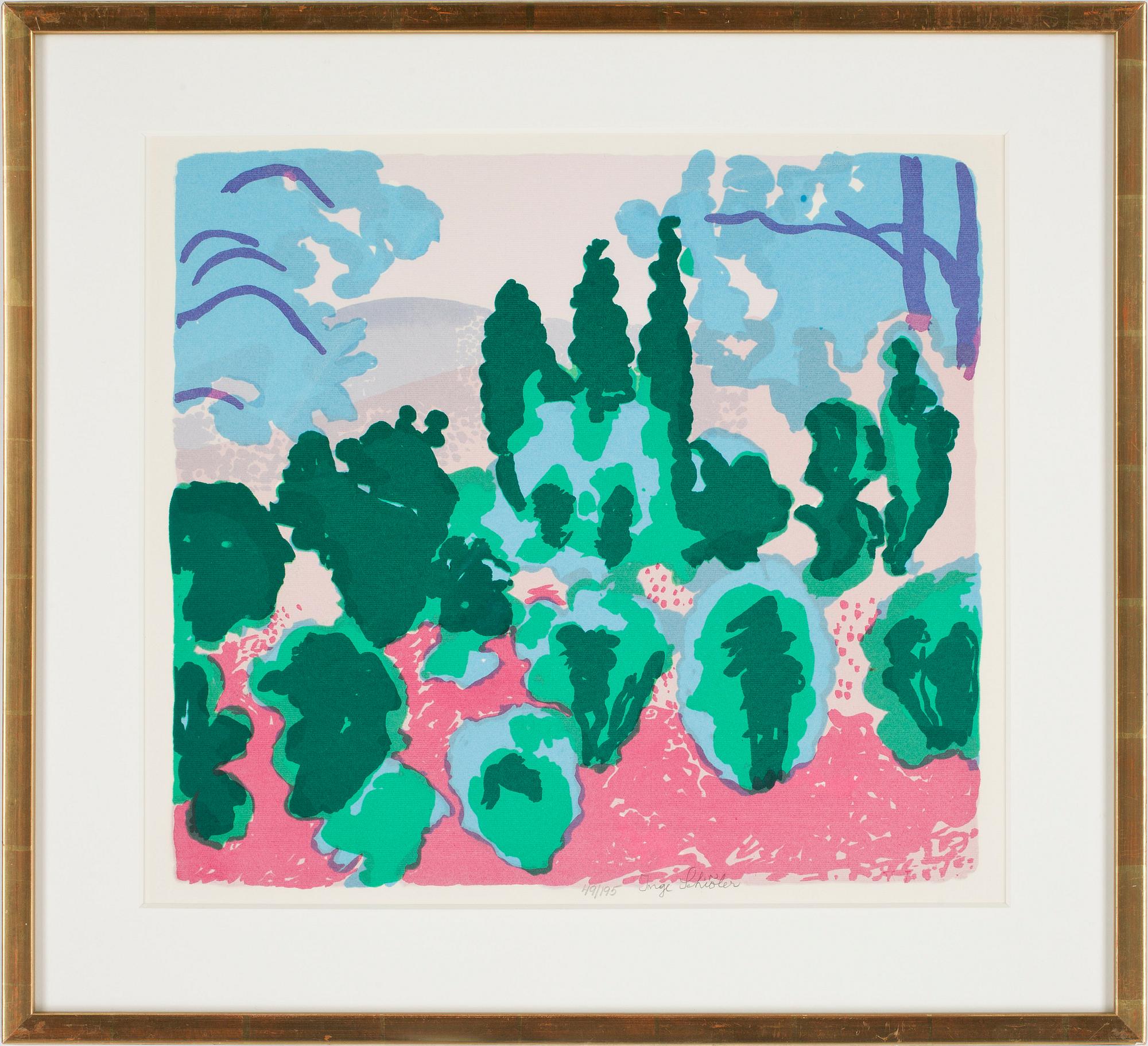 INGE SCHIÖLER, färglitografi, signerad och numrerad 49/195.