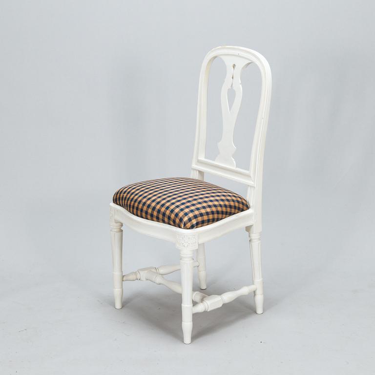 An IKEA Gustavian style drop leaf table and chair, 1990's.