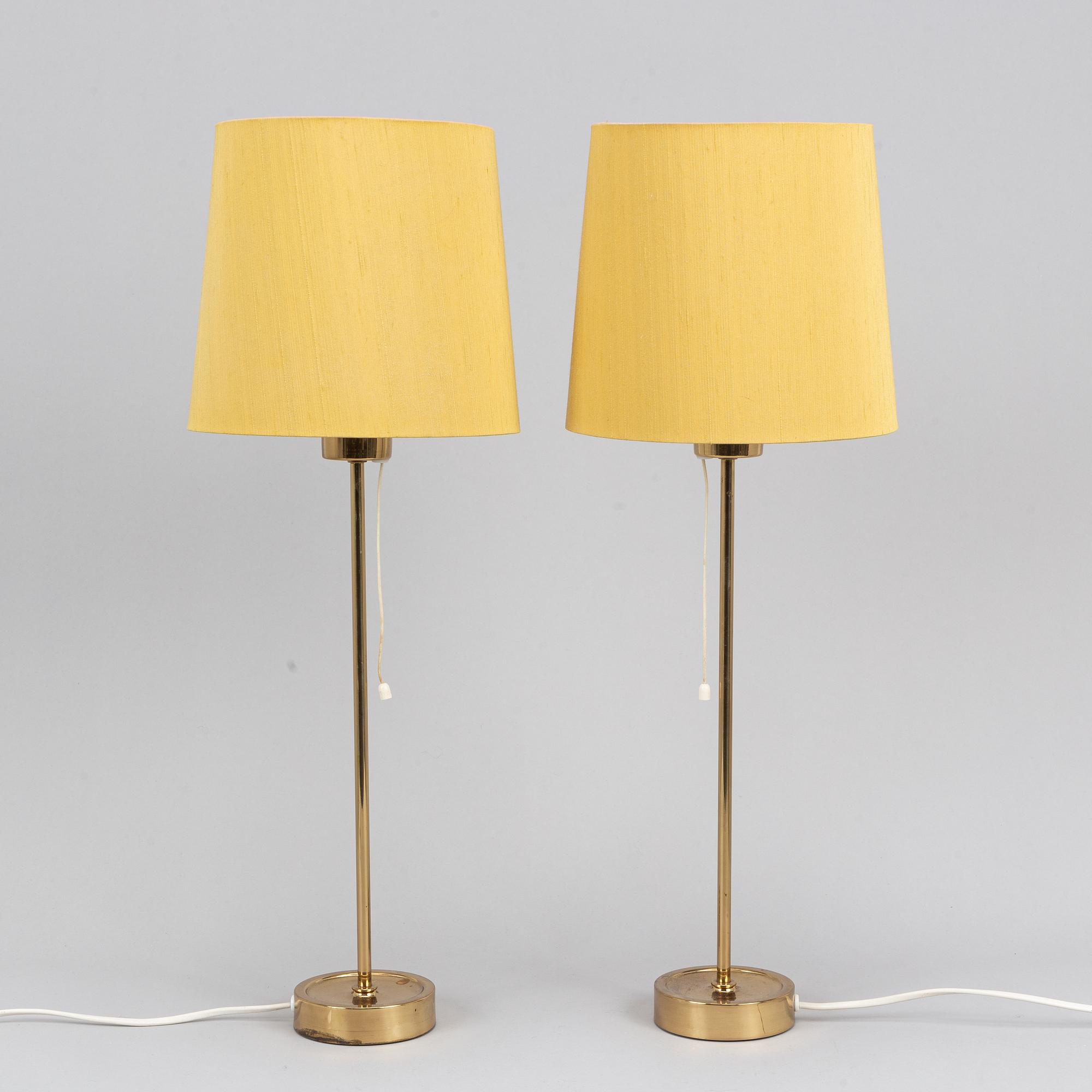 Apair of Bergbom brass table lamps.