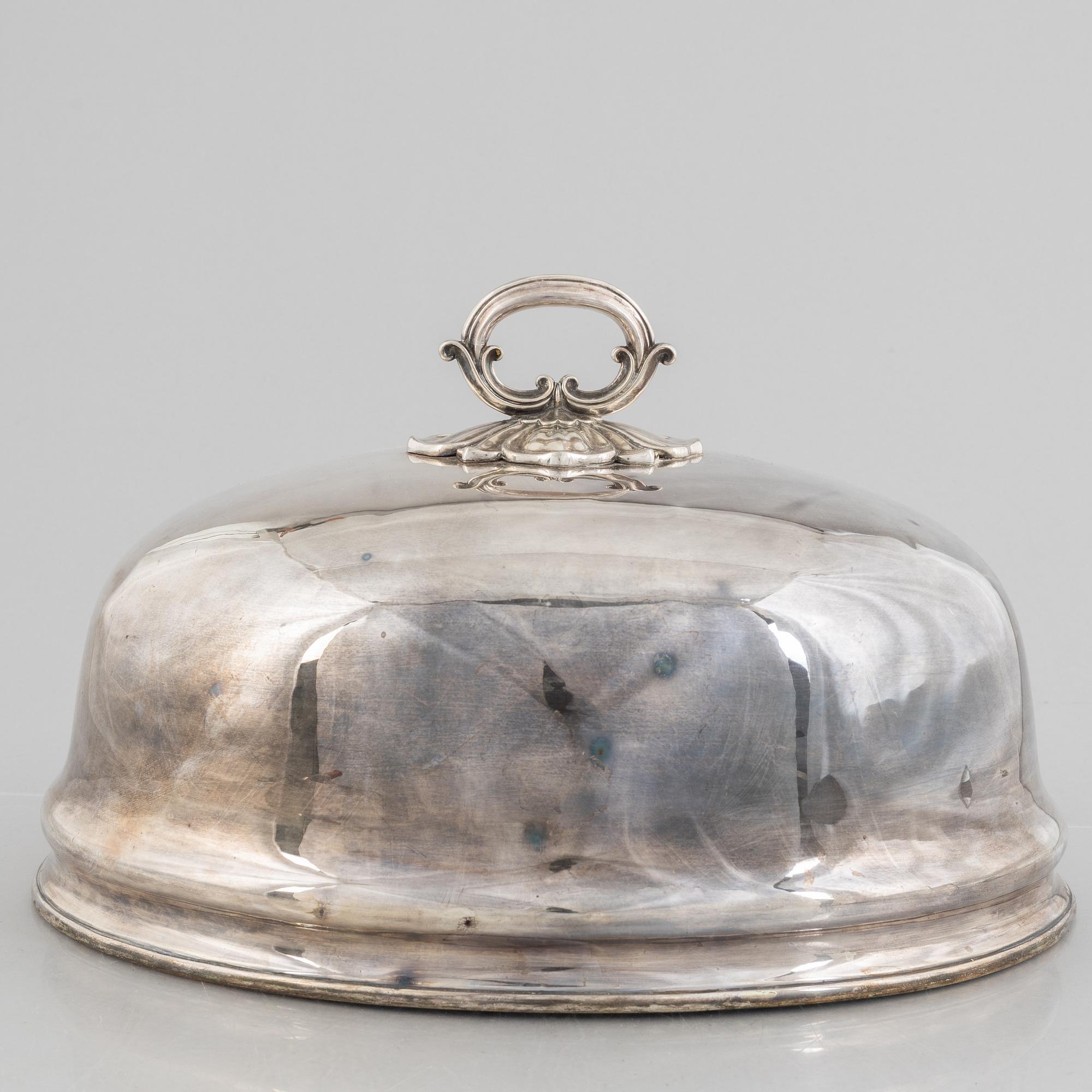 An English plate food dome cover, mark of Elkington & Company, Birmingham 1851.