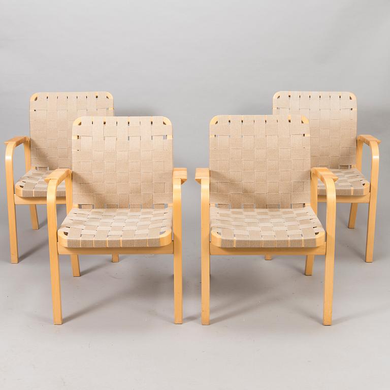 ALVAR AALTO, A set of four '45' armchairs, Artek, Finland 1980s.