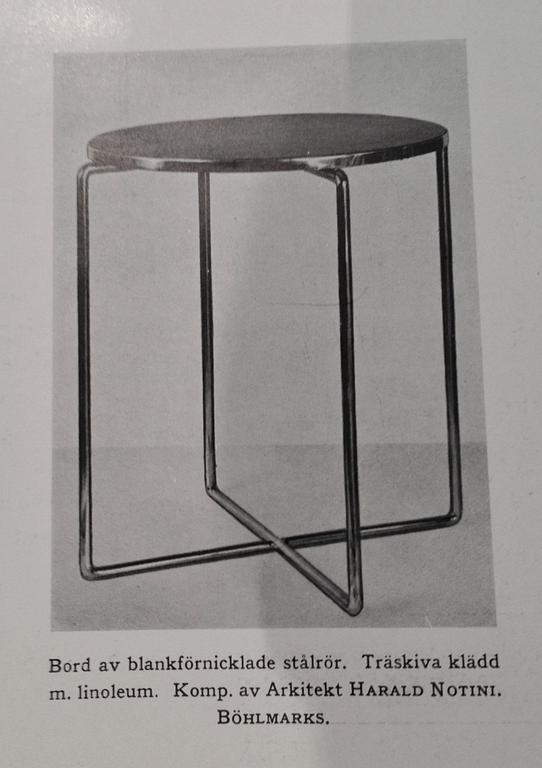 Harald Elof Notini, a tubular steel table for Böhlmarks, Stockholm 1930's.