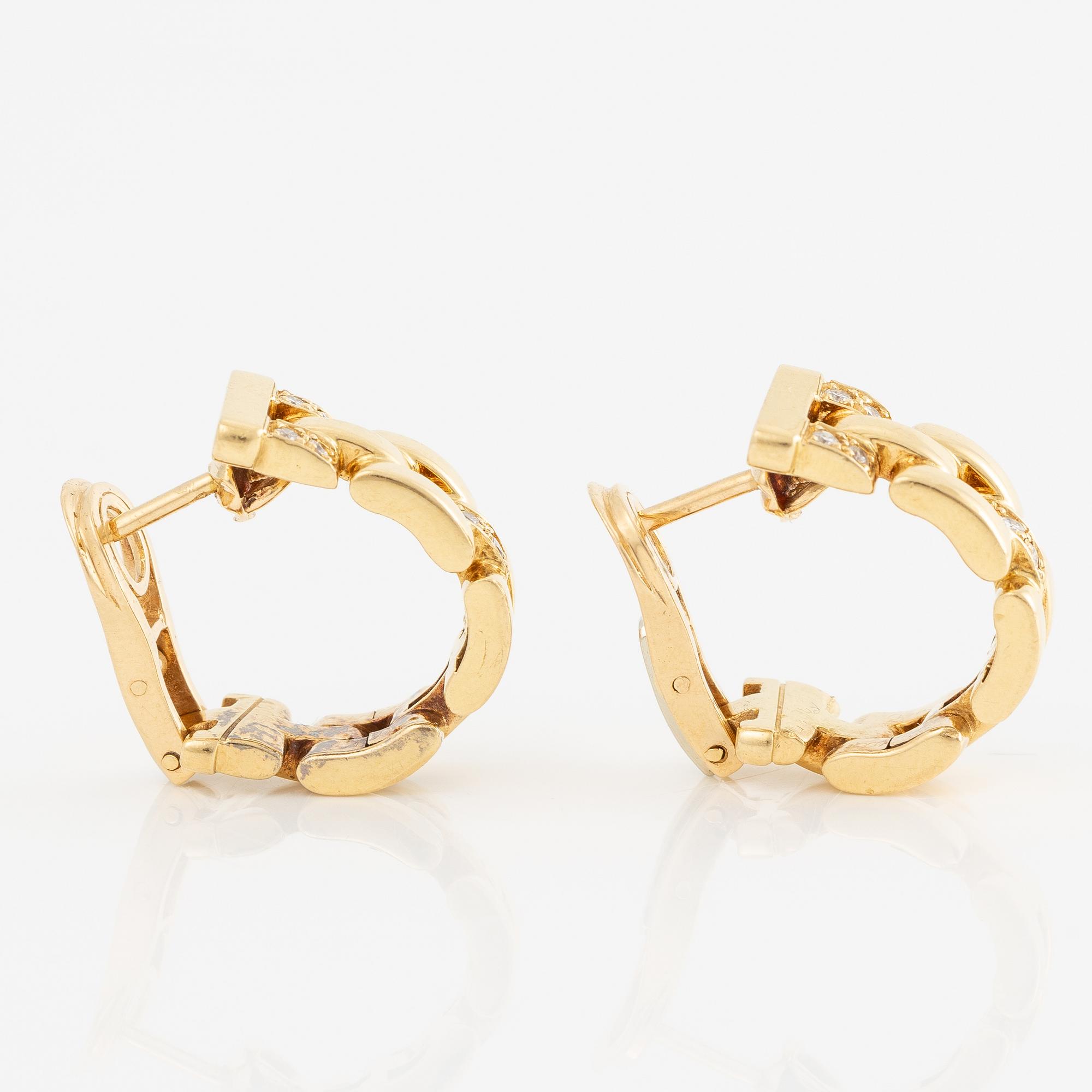 Cartier, earrings, 18K gold set with brilliant-cut diamonds.