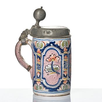Stop och kanna, fajans, 1700-tal.