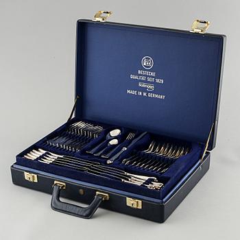 A silver set of table ware of 47 pcs by MEMA, from the late 20th century.