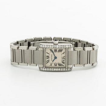 CARTIER TANK FRANCAISE steel and brilliant-cut diamonds approx 0,50 ct, Cartier case.