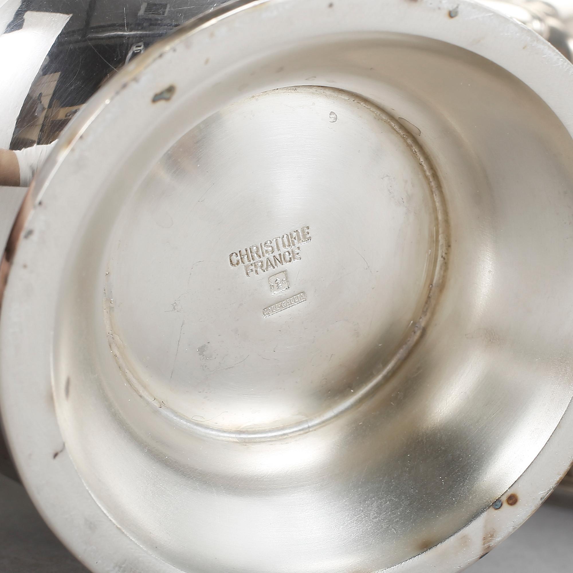 KAFFESERVIS, 3 delar, försilvrad metall, Christofle, Paris, 1900-tal.