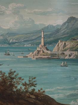 Didier Nicolas Boguet, Extensive costal landskap with castle.