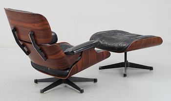 FÅTÖLJ MED FOTPALL, "Lounge Chair", Charles & Ray Eames, Herman Miller. Första upplagan 1956.