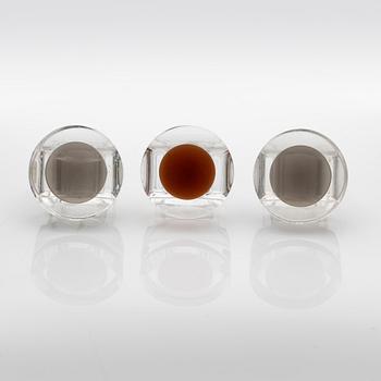 Siv Lagerström, three acrylic plastic rings. Engraved works from the 1970s.