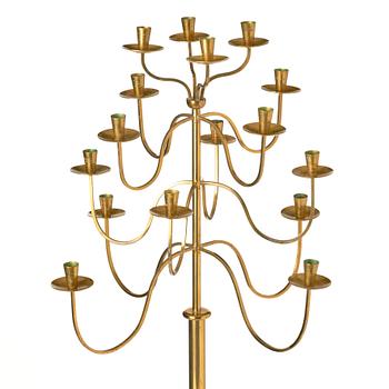 Josef Frank, a brass candelabrum for 16 lights by Svenskt Tenn, Sweden 1940-1950s.