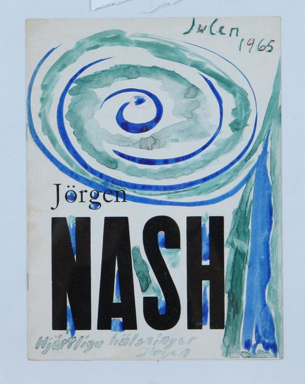 JÖRGEN NASH, akvarellerat tryck, signerat samt dedikerat.