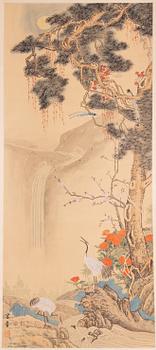 A Chinese hanging scroll, ink and colour on silk, dated 1937.
