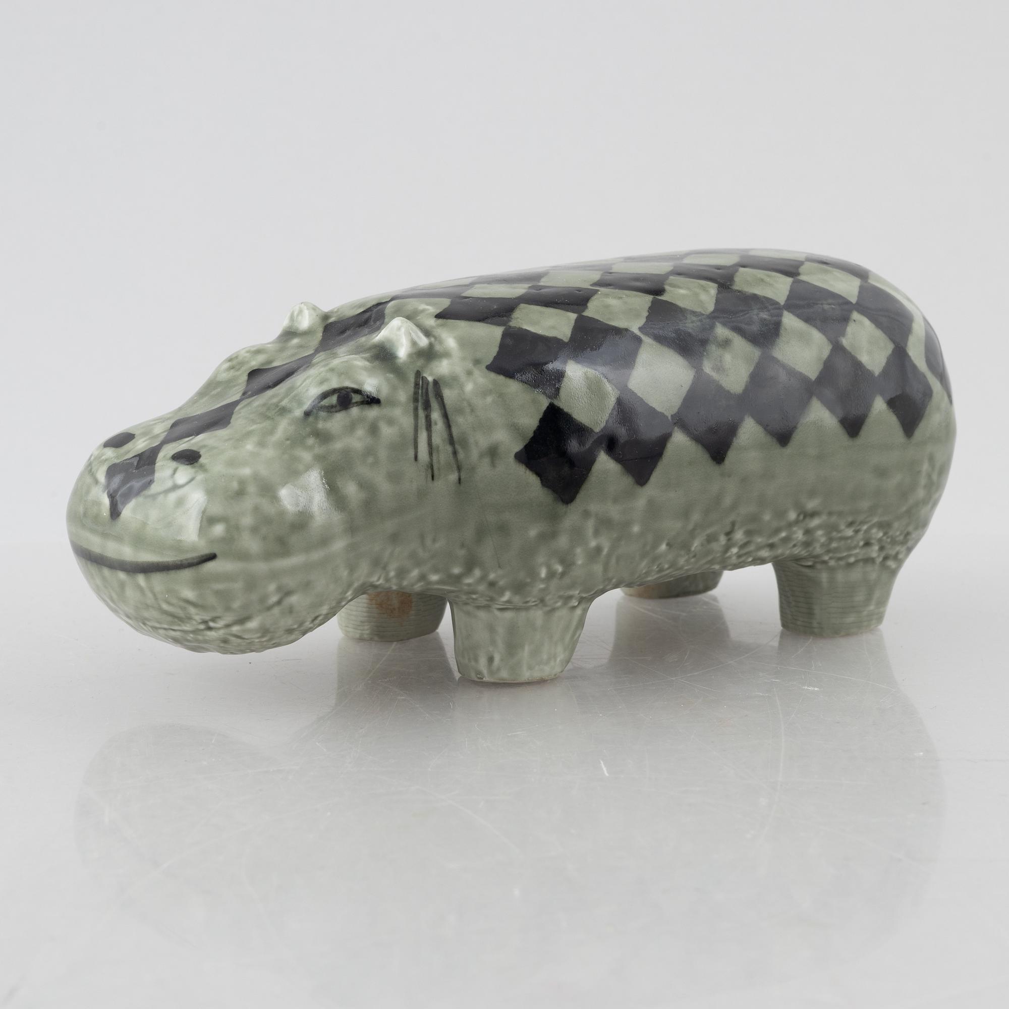 Lisa Larson, figurin, stengods, "Flodhäst" ur serien "Stora zoo", Gustavsberg.