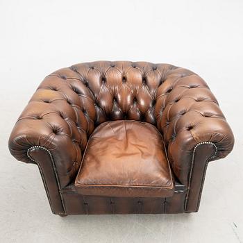 Sofa and armchair, Chesterfield, 20th century.