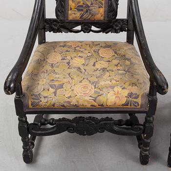 A pair of baroque chairs from around the year 1700.