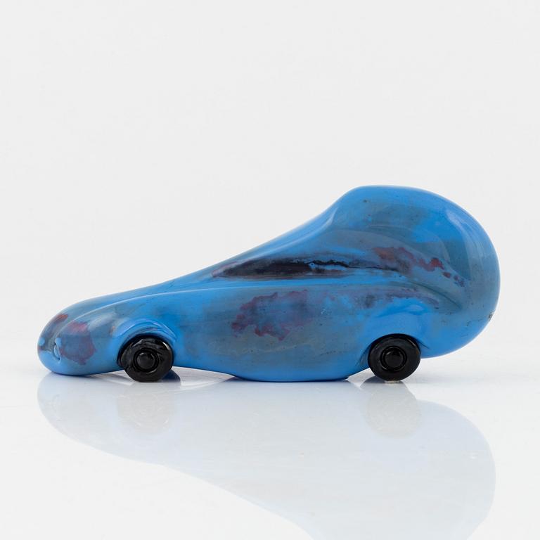 Olle Brozén, a signed glass car sculpture, Kosta Boda, limited edition.