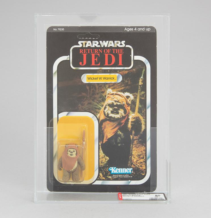 Three vintage Star Wars AFA-graded figures in original packaging, Kenner, 1983.