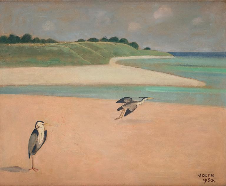 Einar Jolin, Herons on the beach.