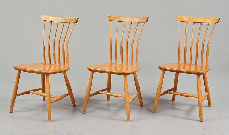 STOLAR, 3 st, "Åkerblomstolen", formgiven av Gunnar Eklöf m fl, 1948.