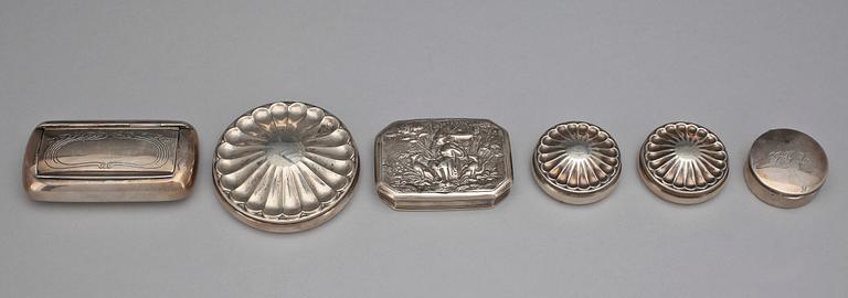 DOSOR, silver, 6 st, bland annat GAB, Stockholm 1937.  Tot vikt ca 243g.