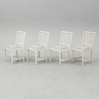 Four gustavian style chairs, late 20th century.
